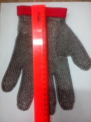 Перчатка кольчужная пятипалая SG515 M (19-21 см) крас.